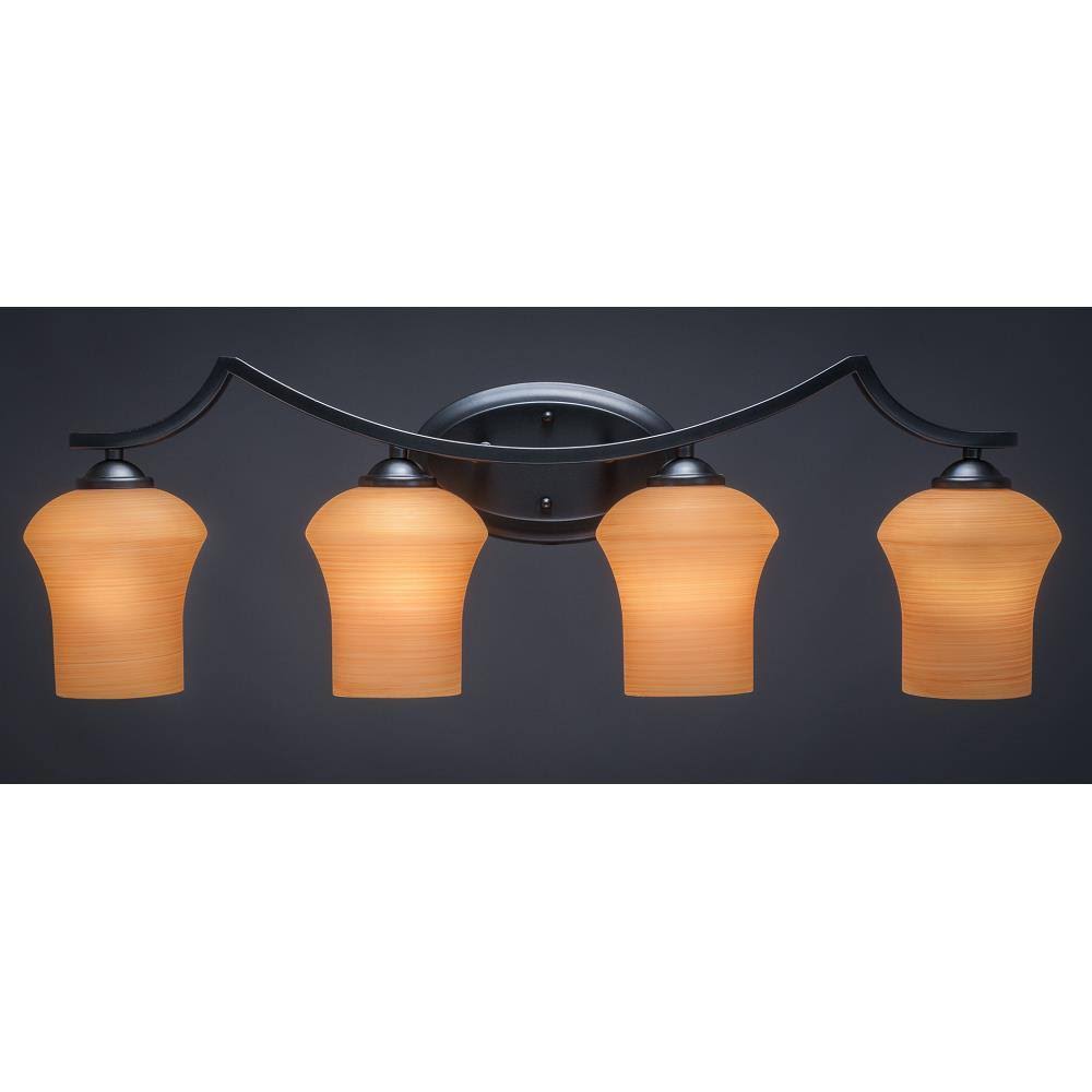 4 Light Matte Black Bath Bar with Linen Glass Shade U17233