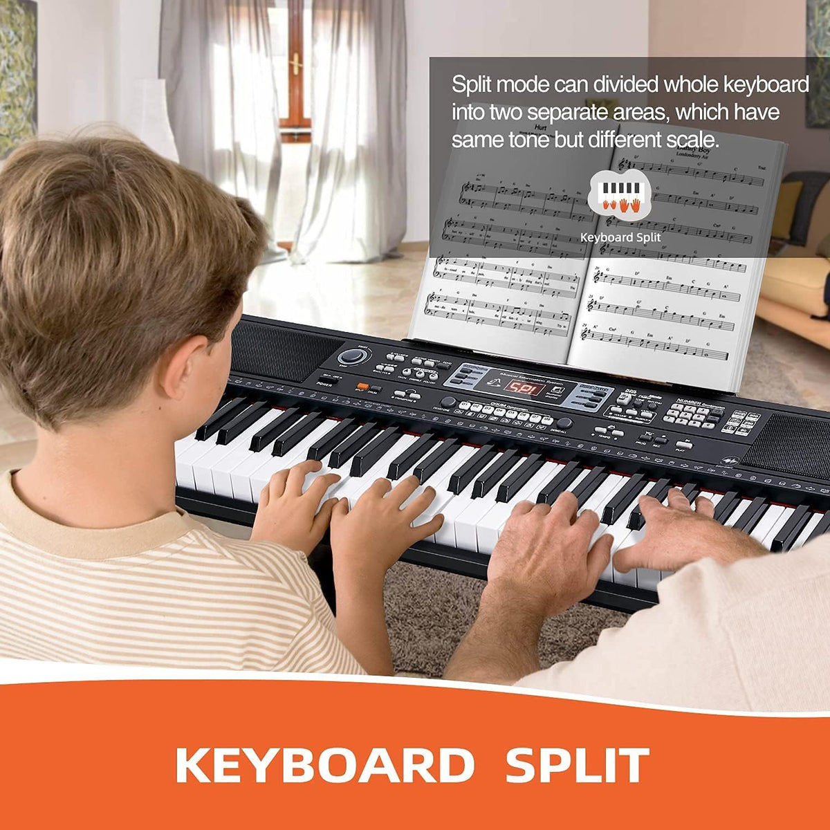 61 Key Electric Keyboard with Microphone and Power Supply V8876
