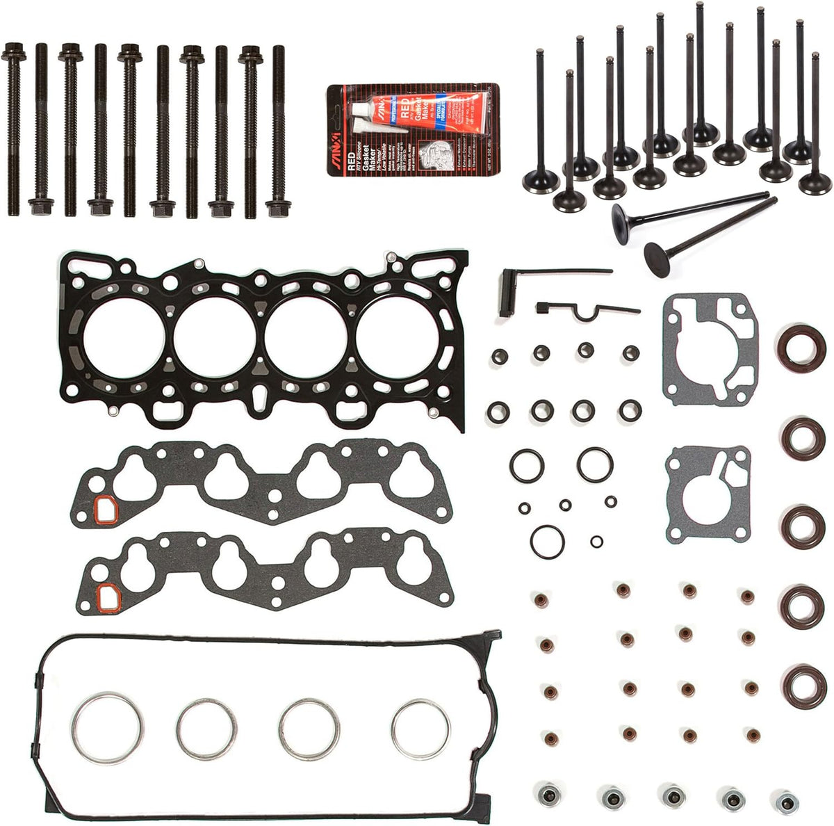 Head Gasket Set Head Bolts Intake Exhaust Valves for 92-95 Honda Civic VTEC 1.6 SOHC D16Z6 R61604