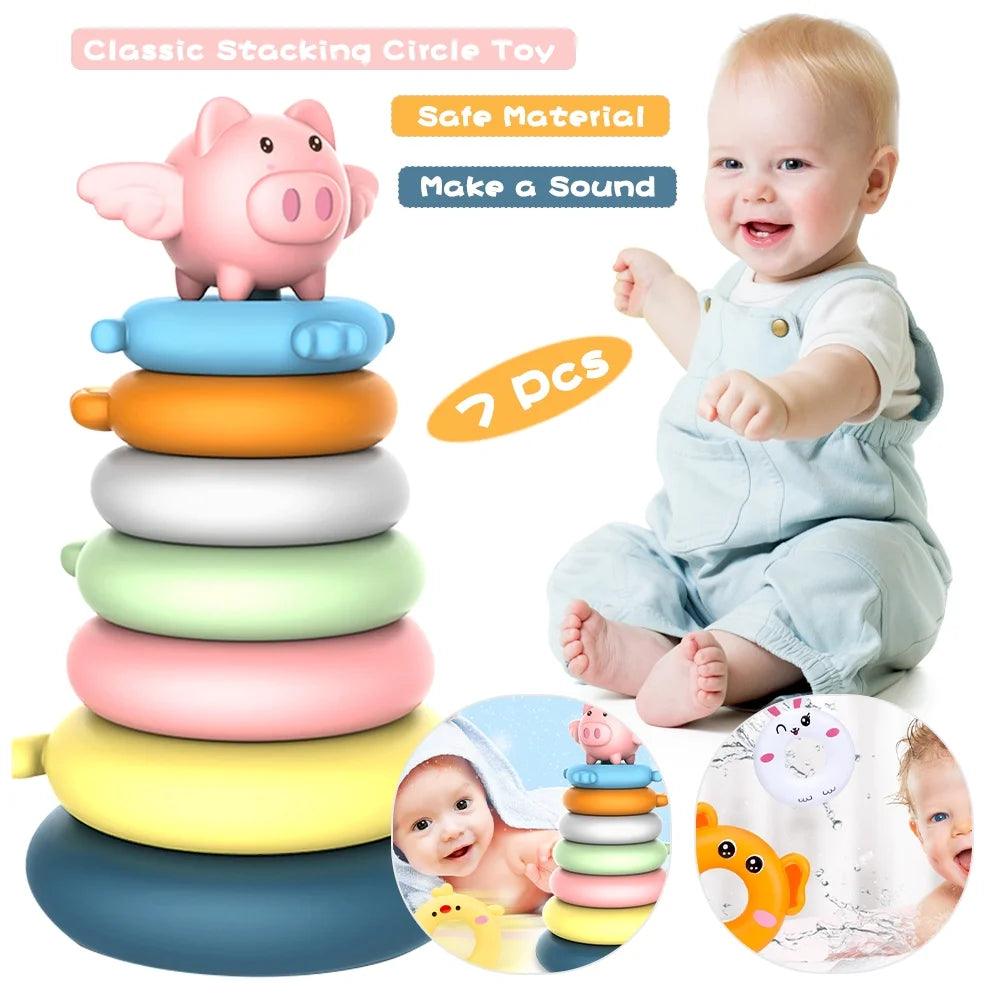 7 Pcs Soft Stacking Rings Toy M589