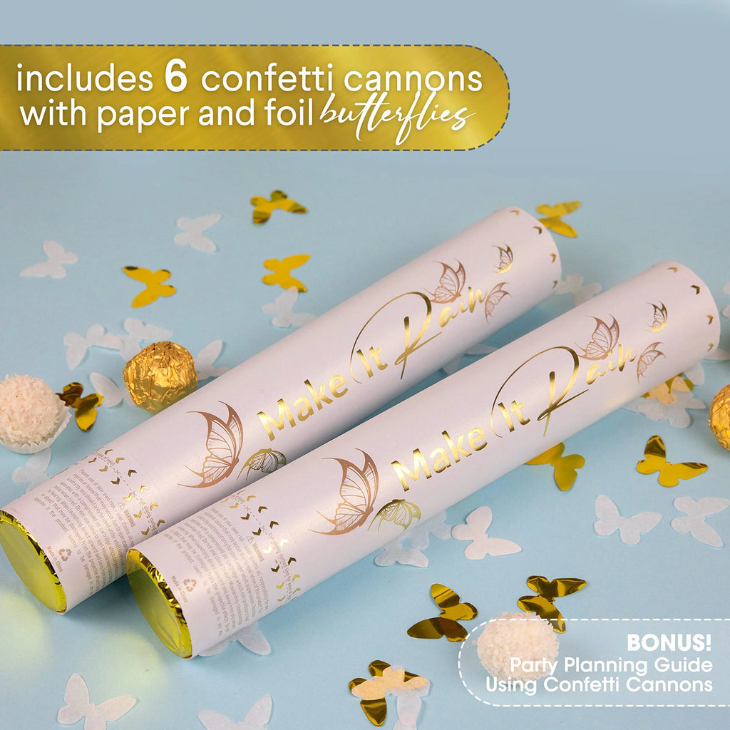 White Butterfly Confetti Cannons 6 Pk G4824