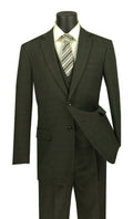 Olive Glen Plaid Regular Fit Suit 3 Piece 46 Long 40 Waist G71432