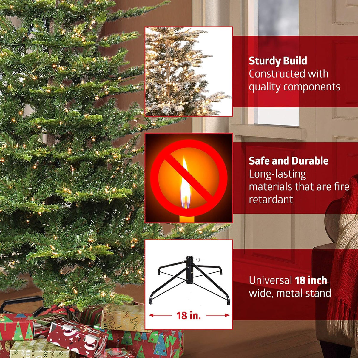 7.5 Foot Pre-Lit Balsam Fir Artificial Christmas Tree with 800 Clear Lights C412