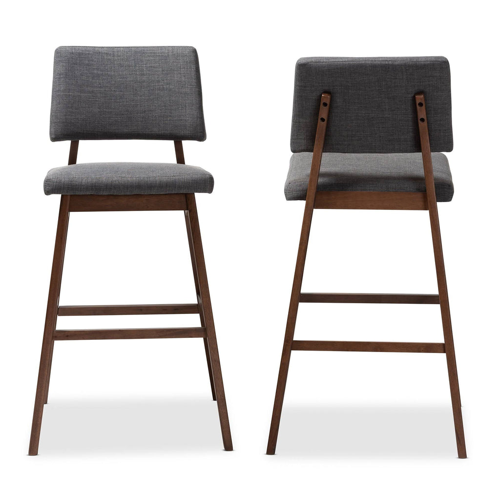 Dark Gray and Walnut Bar Stool Set of 2 P421583