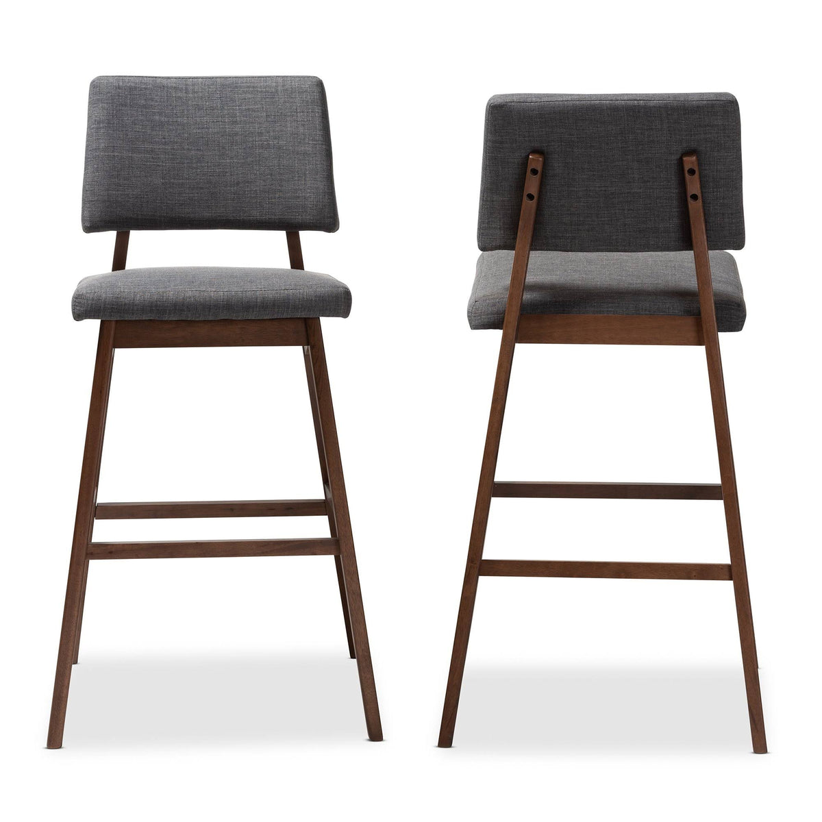 Dark Gray and Walnut Bar Stool Set of 2 P421583