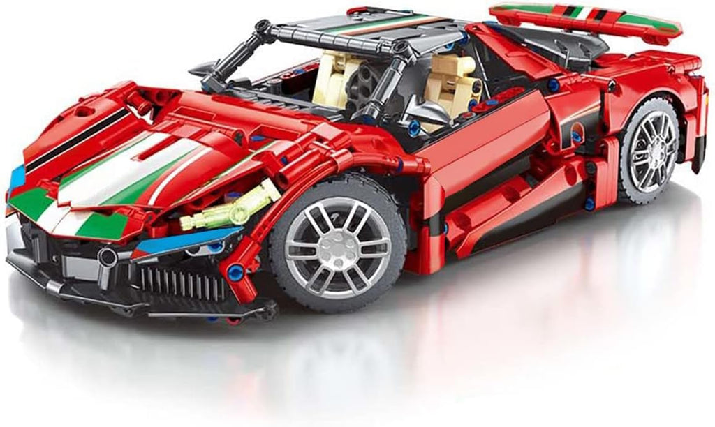 Red Sport Car MOC Building Blocks Construction Toy, 1:14 Scale Model Cars Set (1238 Pcs) Pack of 2 J333135