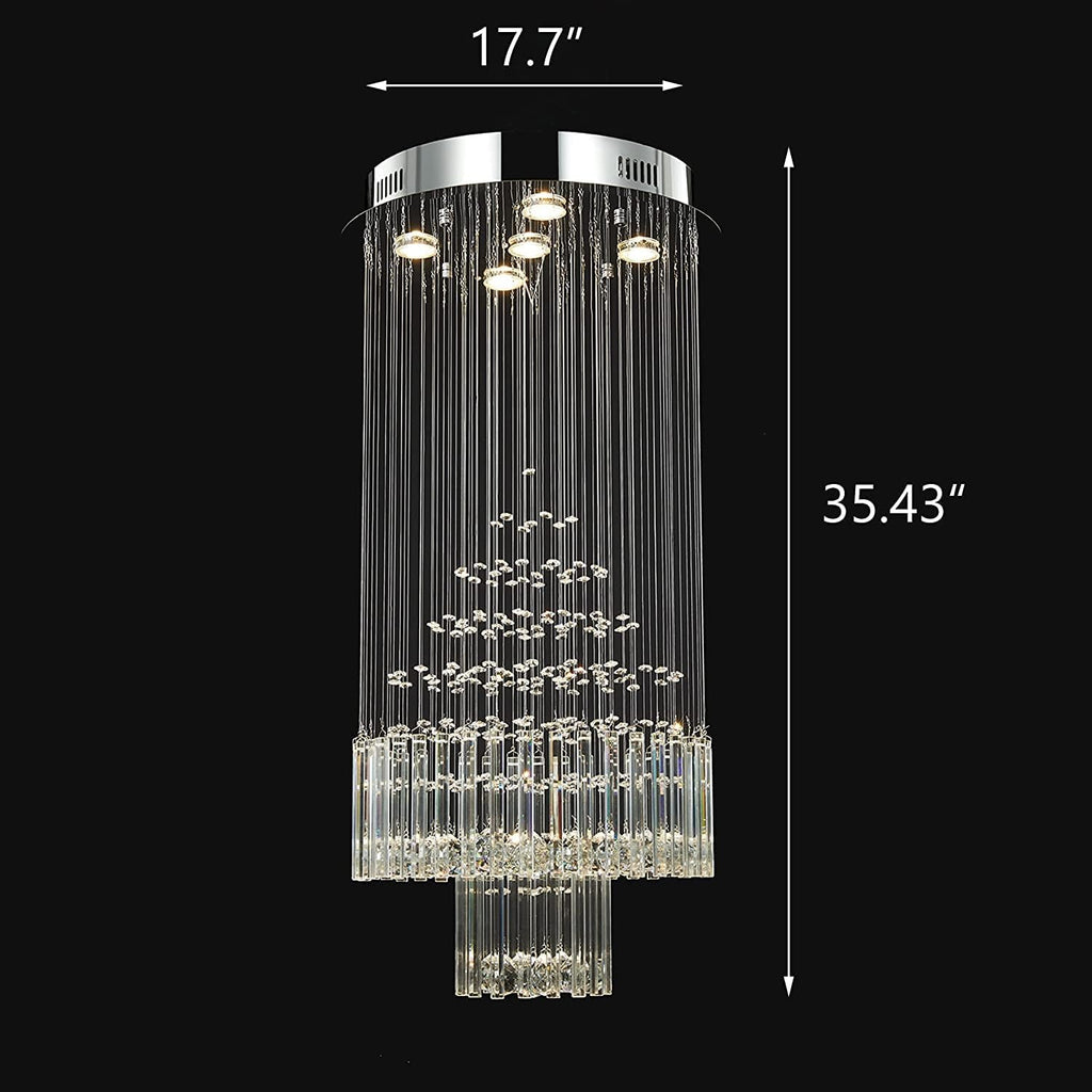 Crystal Raindrop 5-Lights Flush Mount Chandelier D666