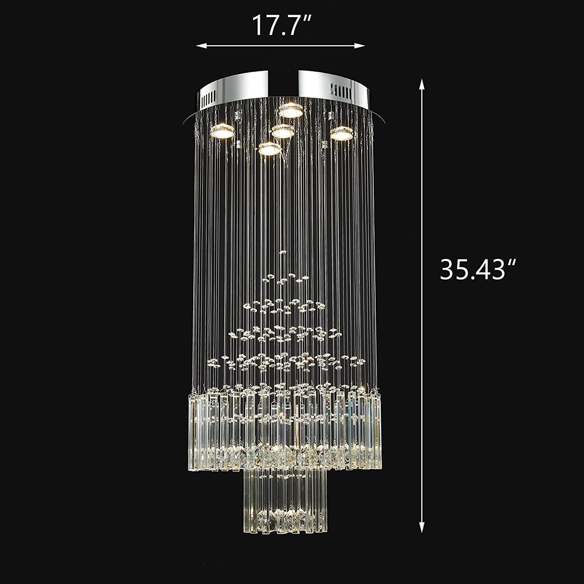 Crystal Raindrop 5-Lights Flush Mount Chandelier D666