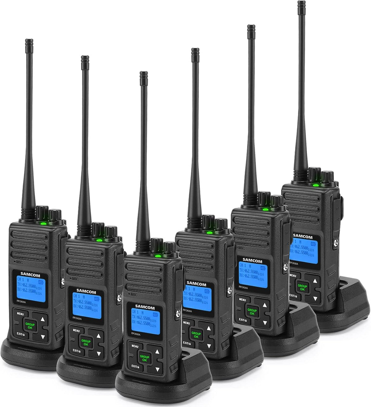 6 Packs UHF Two Way Radios Walkie Talkies with Earpieces E635768