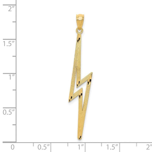 14k Yellow Gold Polished Diamond-Cut Lightning Bolt Pendant Z607