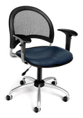 Navy Swivel Vinyl Chair with Arms X300