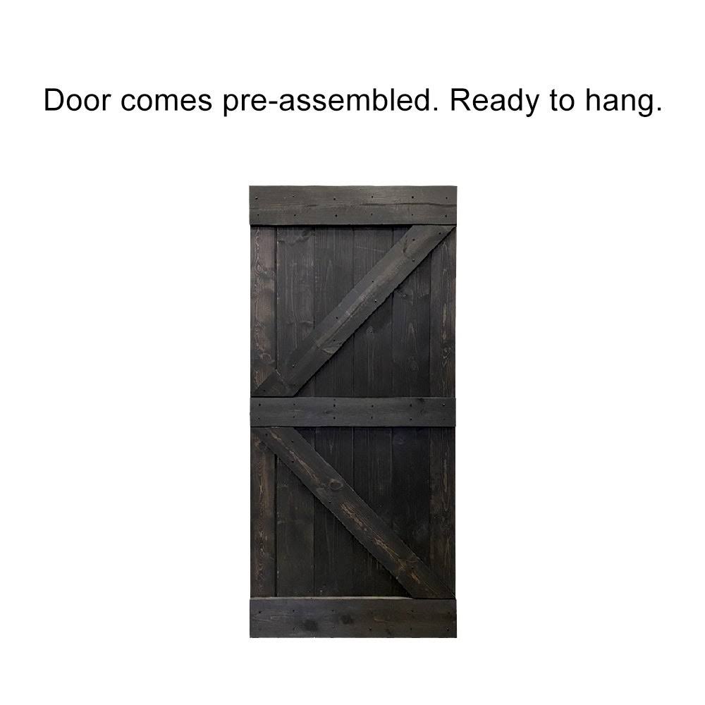Ocean Blue Stained Wood Interior Sliding Barn Door with Hardware Kit G9256
