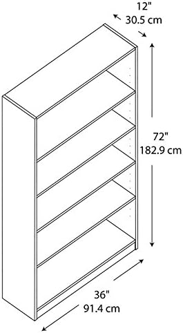 5 Shelf Bookcase in Pure White T378