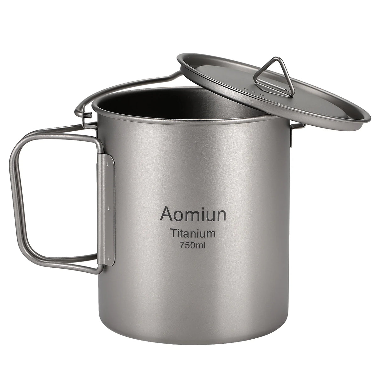 750ml Ultralight Camping Cooking Pot with Lid and Foldable Handle W800299