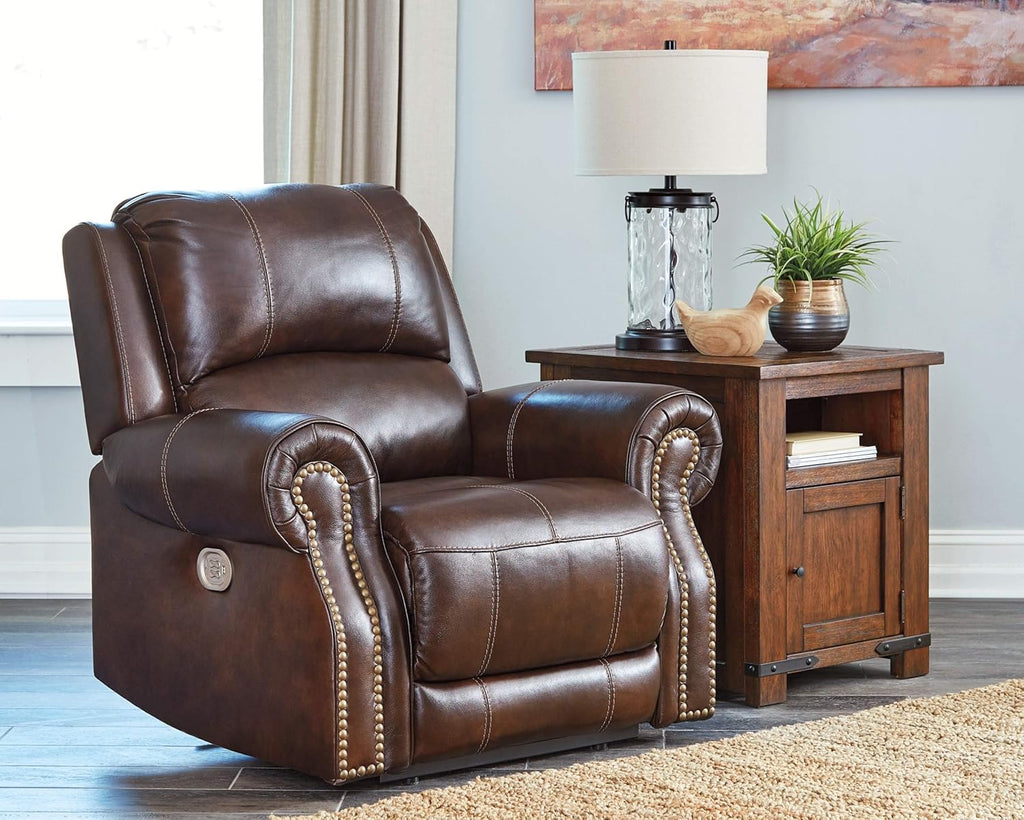 Brown Power Recliner with Adjustable Headrest L70838