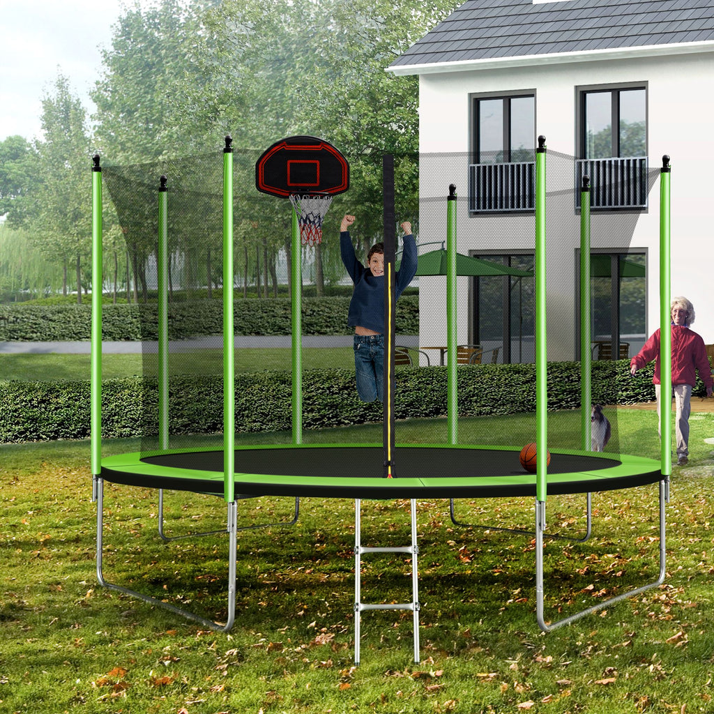 10FT Trampoline with Basketball Hoop and Ladder M18080