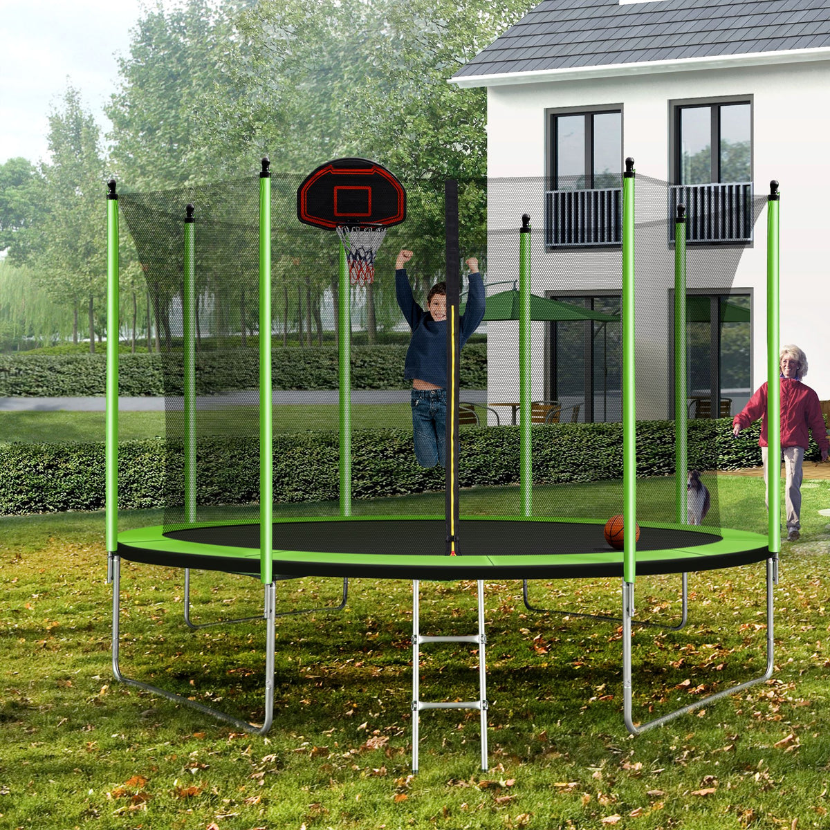 10FT Trampoline with Basketball Hoop and Ladder M18080