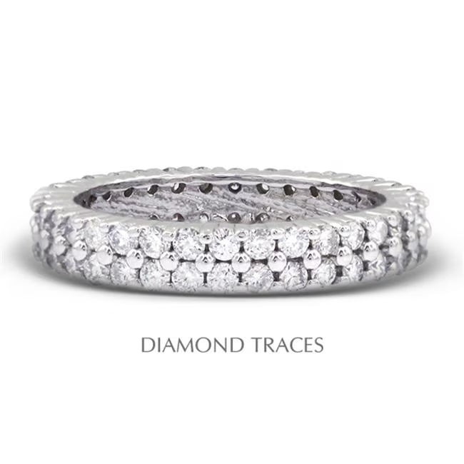 Platinum 950 Prong Setting Two Row Band Eternity Ring L1395