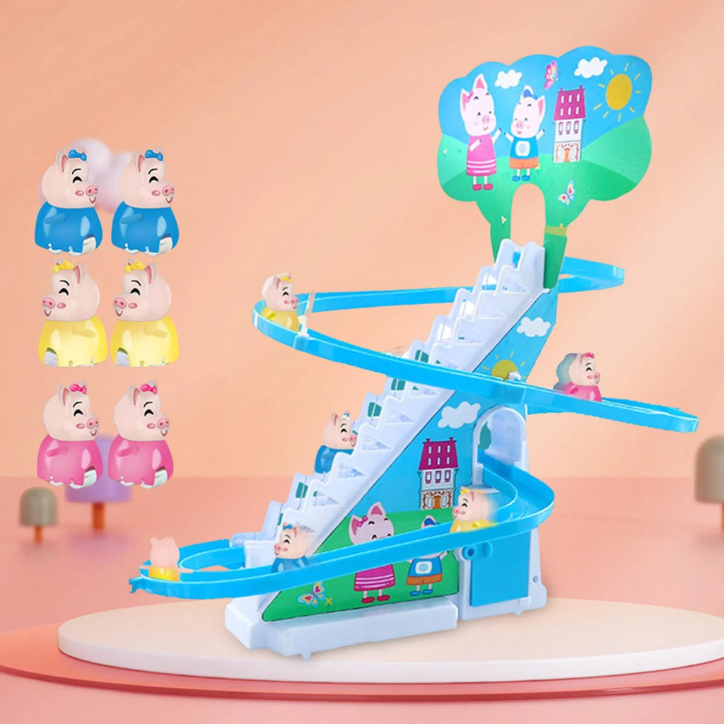 6 s Electric Climbing Stair Toy with LED Flashing Lights Children's Roller Coaster Toy Set T861013