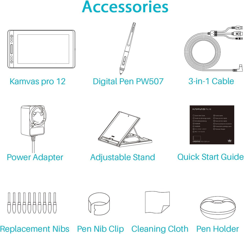 12 Drawing Tablet with Screen Graphics Monitor with Adjustable Stand A722389
