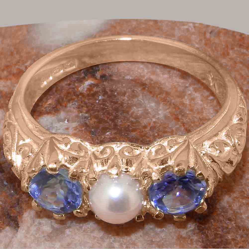 18k Rose Gold Cultured Pearl & Tanzanite Womens Ring M206595