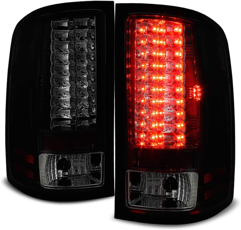 Black Housing Smoked Lens LED Tail Lights Brake Lamps Assembly Q706
