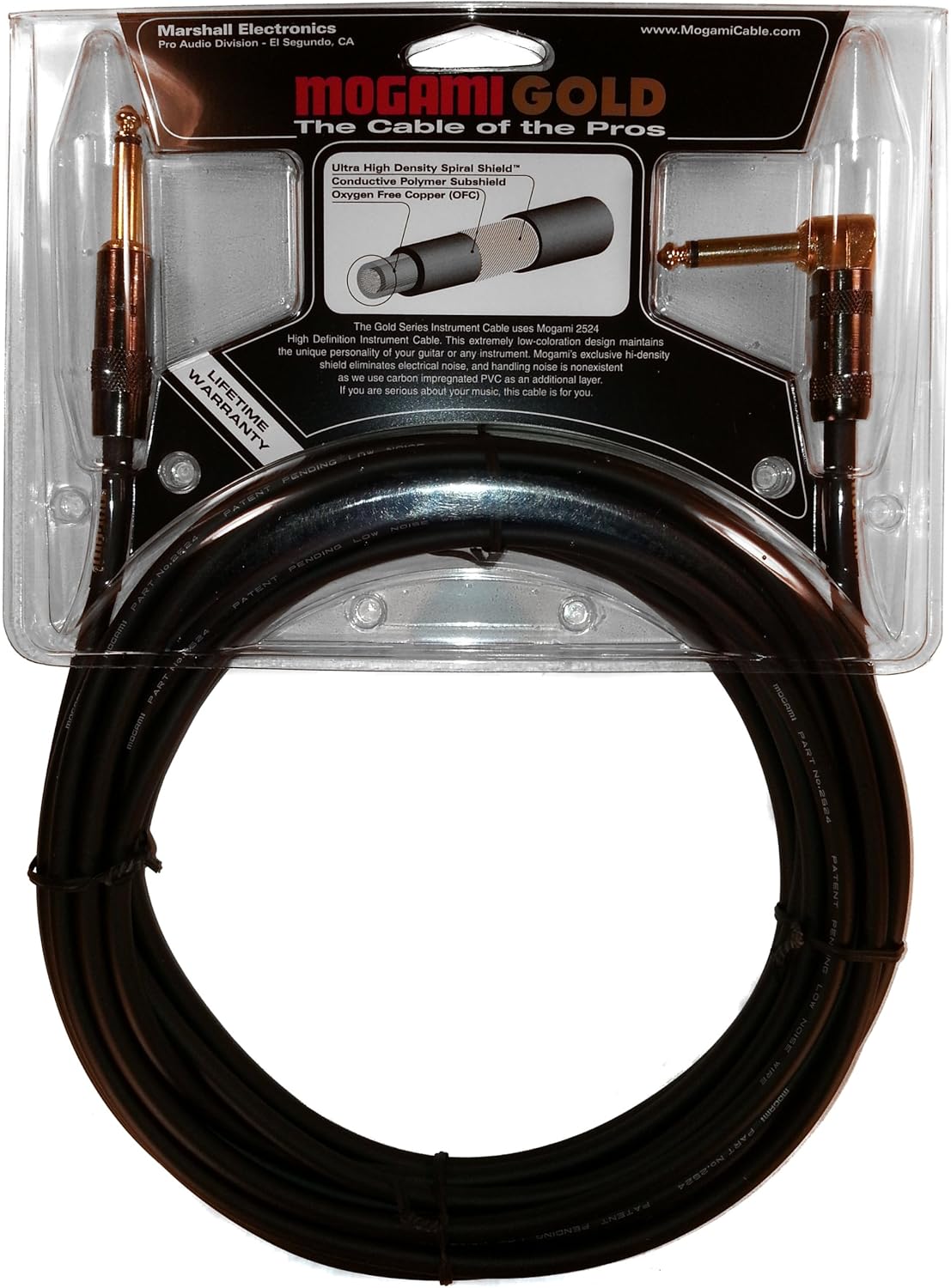 6 Foot Guitar Instrument Cable with Right Angle and Straight Connectors V6789