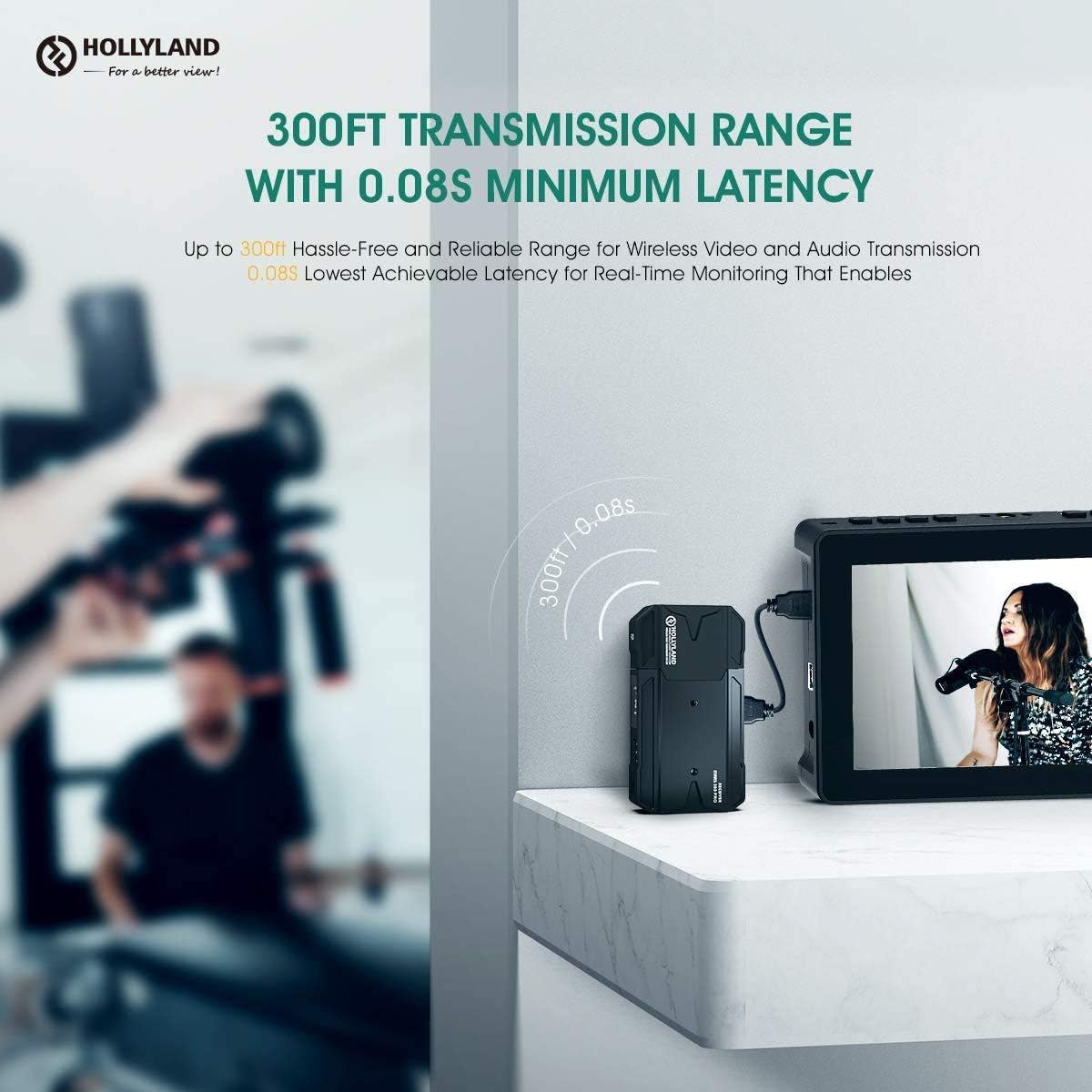 Wireless Transmitter and Receiver for Camera with 300ft Long Range Low Latency 1080P HD Video Transmission C2698