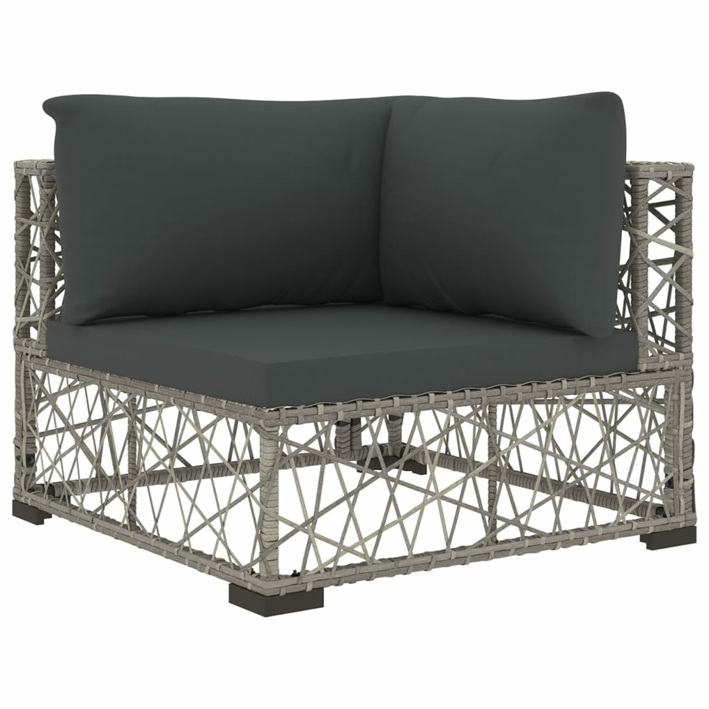 5 Piece Gray Poly Rattan Outdoor Sectional Sofa Set V758523