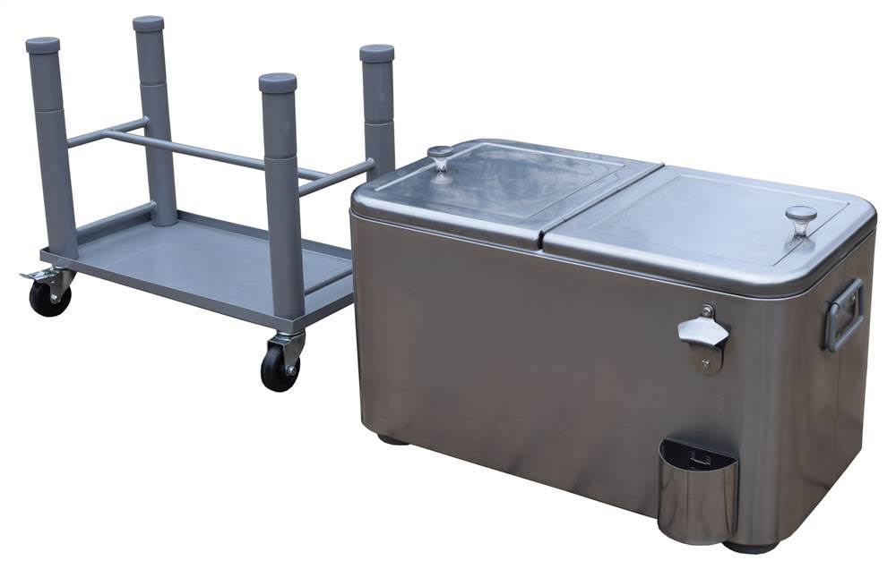 60 Quart Stainless Steel Party Cooler Cart D604936