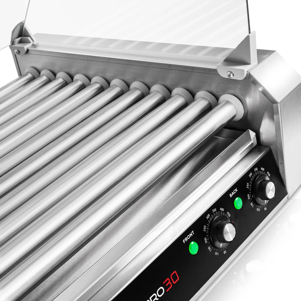 30 Hot Dog 11 Roller Grill Cooker Machine 1200-Watt With Cover A95736