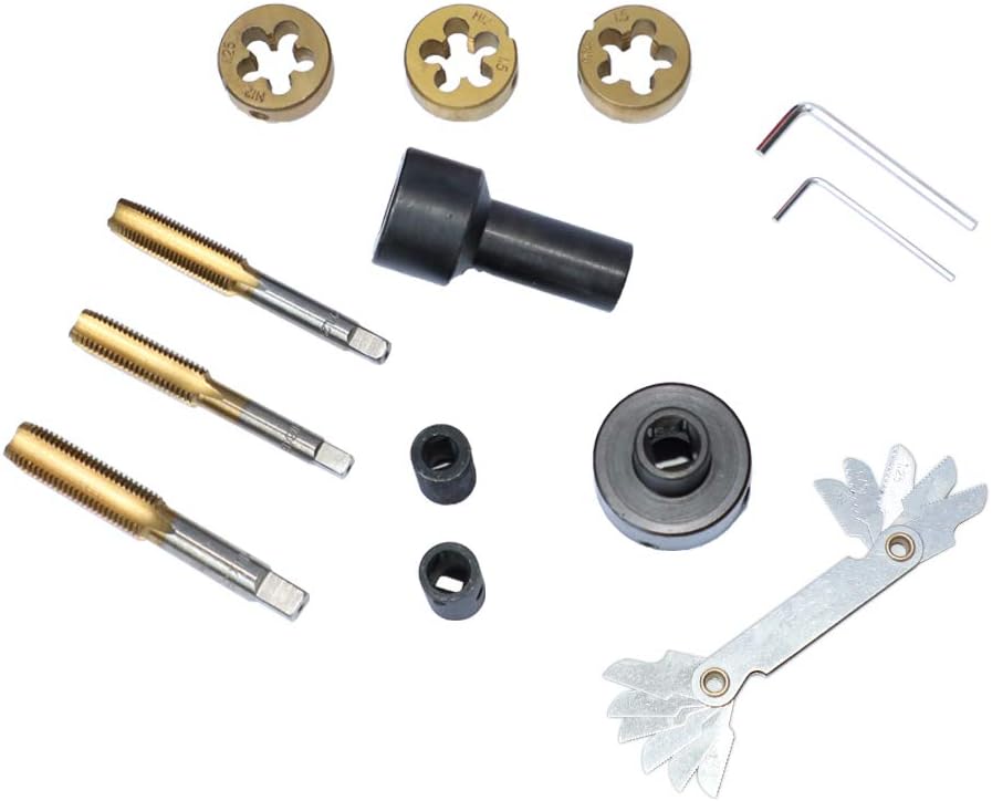12 Pcs Tap and Die Set, Thread Repair Tool Kit M12x 1.25 M12 x 1.5 M14x1.5 V131070