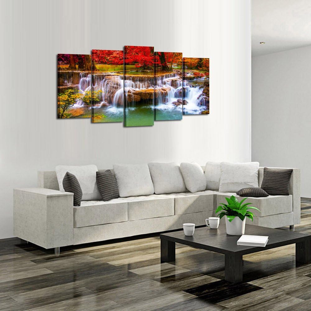 Green Dreamlike Waterfall Canvas Print Wall Art F998