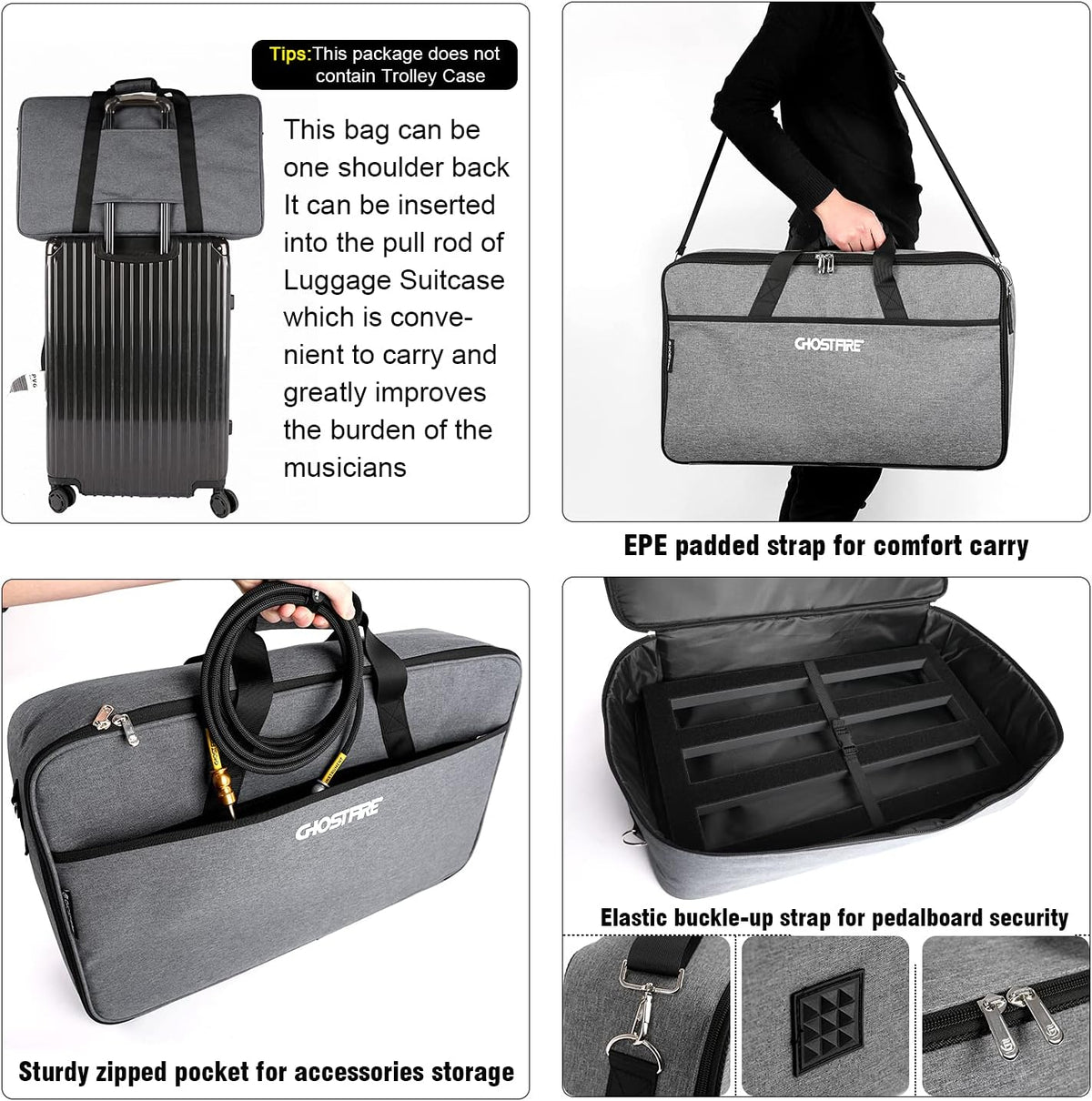 Aluminum Alloy Effect Pedalboard with Carry Bag H83195