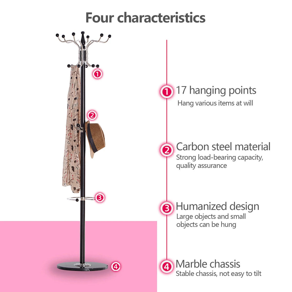Metal Coat Rack with Umbrella Holder F12781
