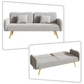 Grey Linen Upholstered Futon Sofa Bed with Two Pillows L56608