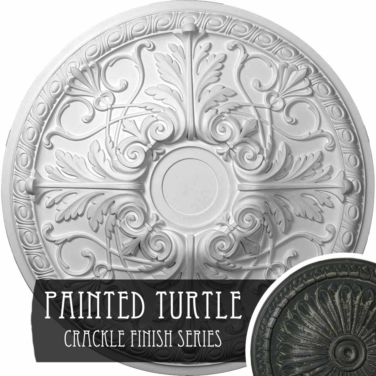 Hand-Painted Painted Turtle Crackle Ceiling Medallion K679167