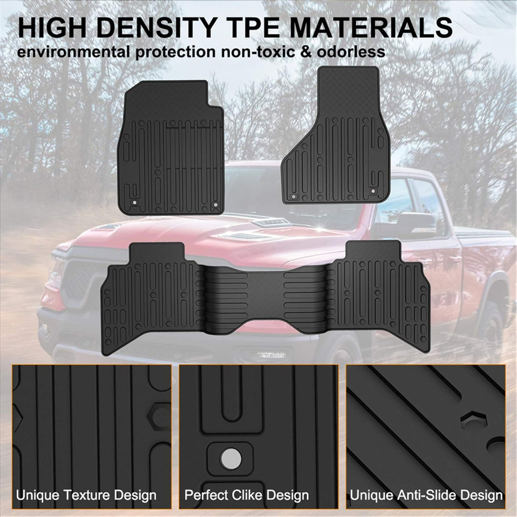 Black TPE Floor Mats for Dodge Ram 1500 Quad Cab Y318385