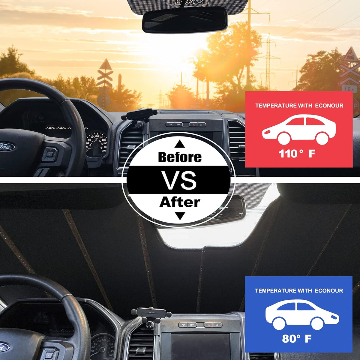 Windshield Sun Shade Pack of 2 for Toyota Corolla U716124