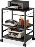 Black Mobile 3-Shelf Printer Stand with Adjustable Shelves G6685