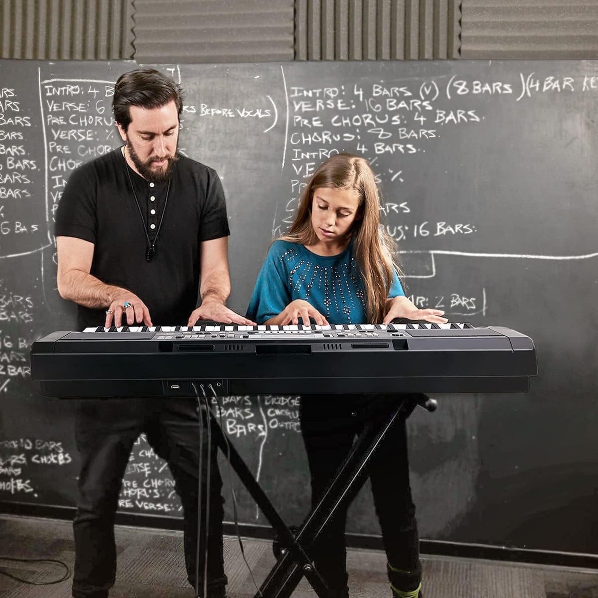 61 Key Electric Keyboard with Microphone and Power Supply V8876