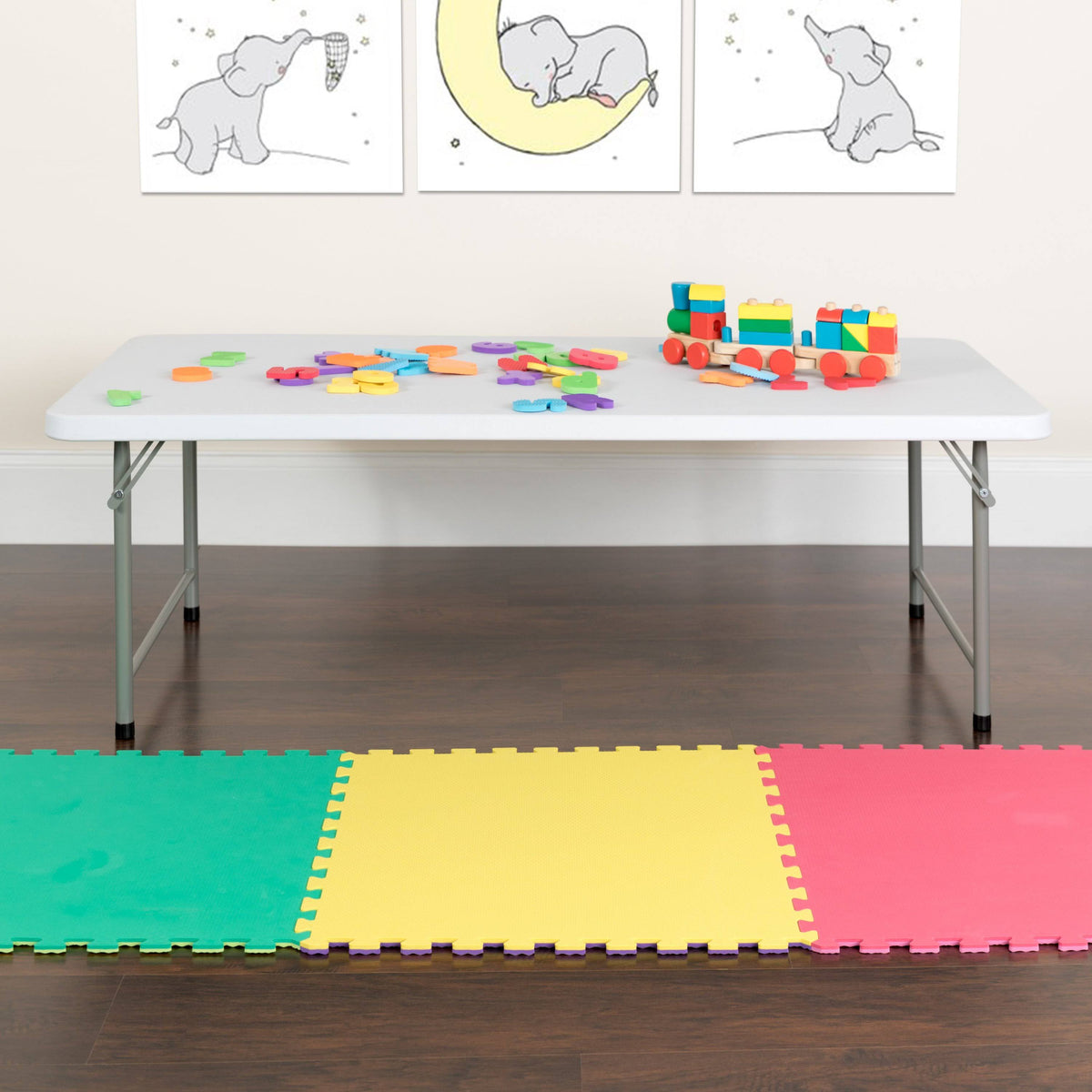 Granite White Plastic Folding Table C7428