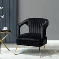 Black Velvet Barrel Chair with Tufted Design J54397