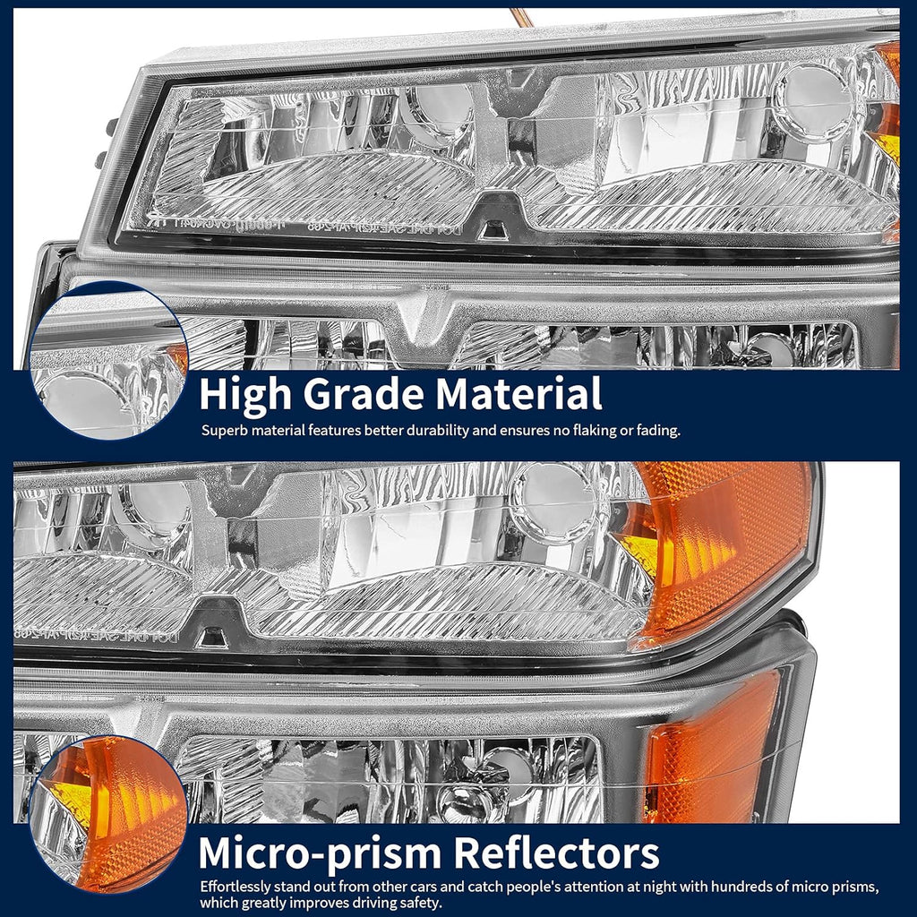 Chrome Housing Headlight Assembly with Amber Reflector and Bumper Lights U528