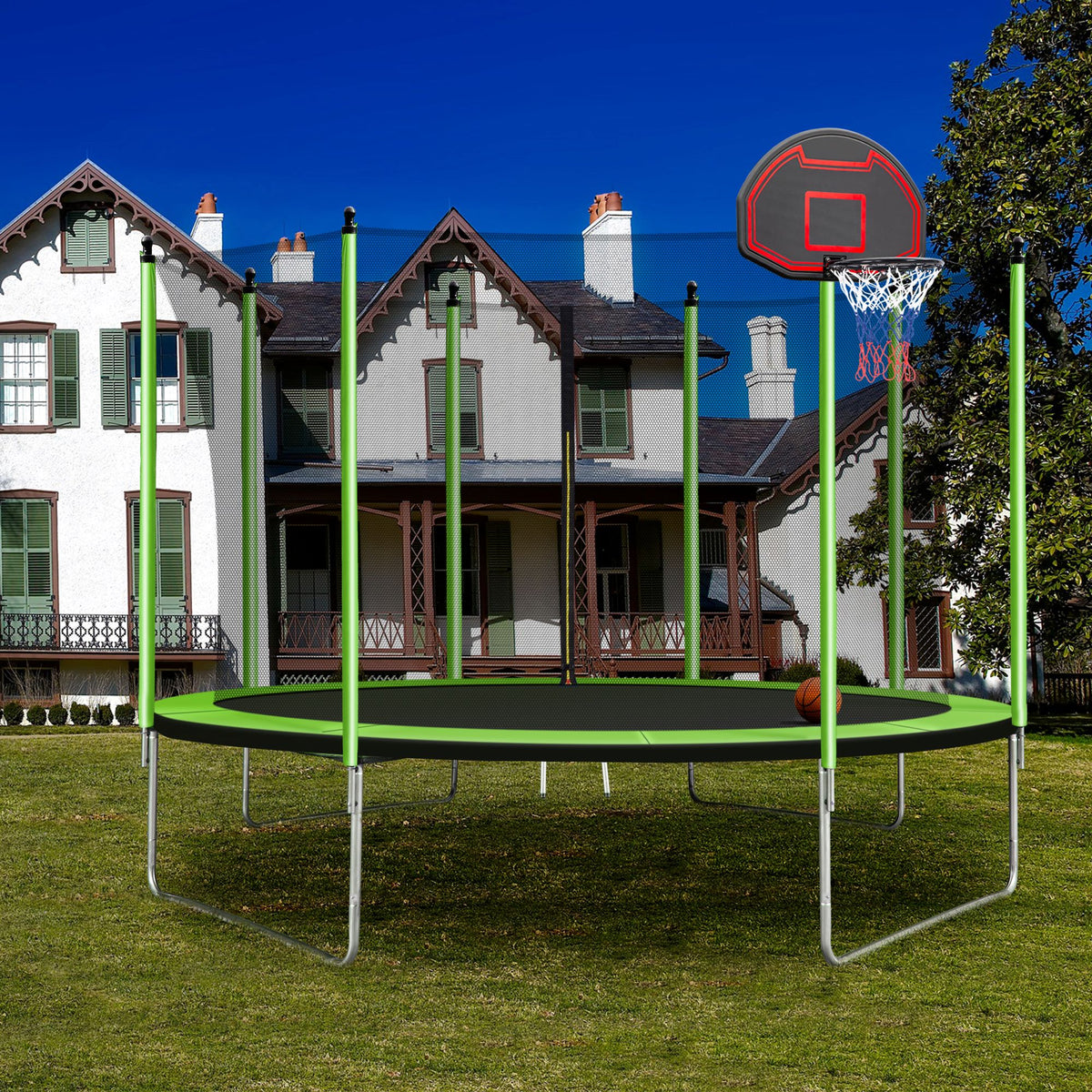 10FT Trampoline with Basketball Hoop and Ladder M18080