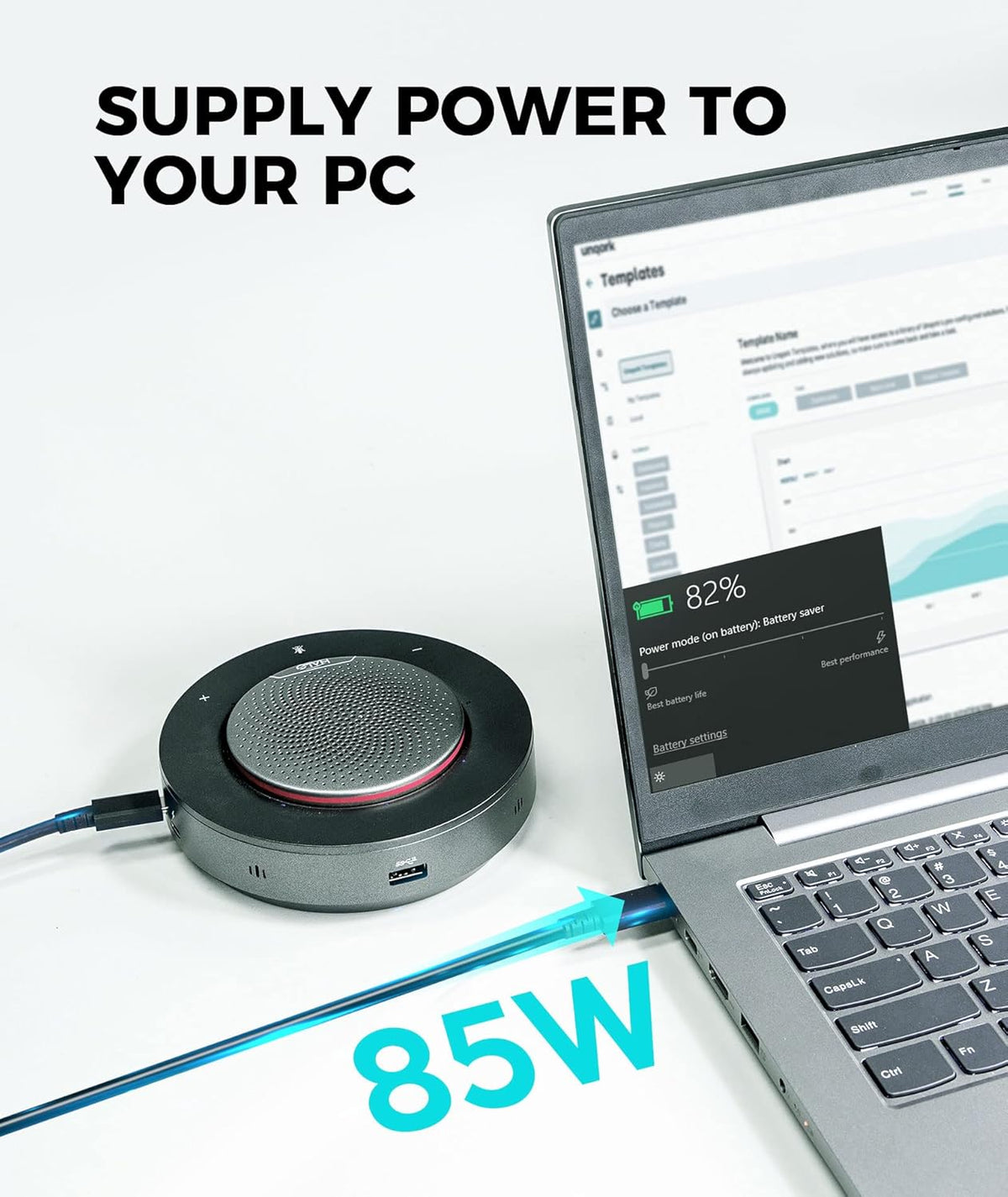 Conference Speaker with 4 Noise-canceling Mics and USB-C Docking Function E4758