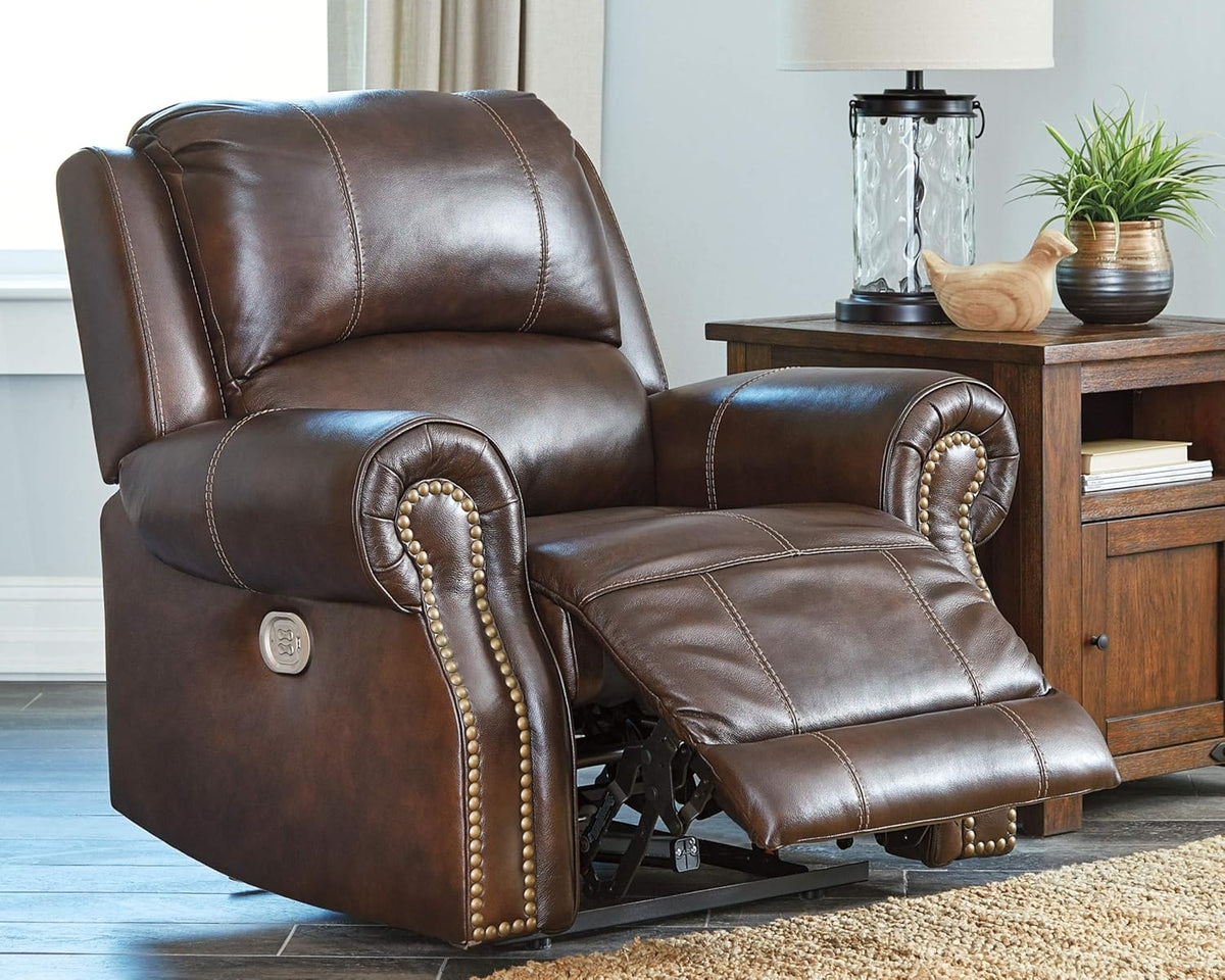Brown Power Recliner with Adjustable Headrest L70838