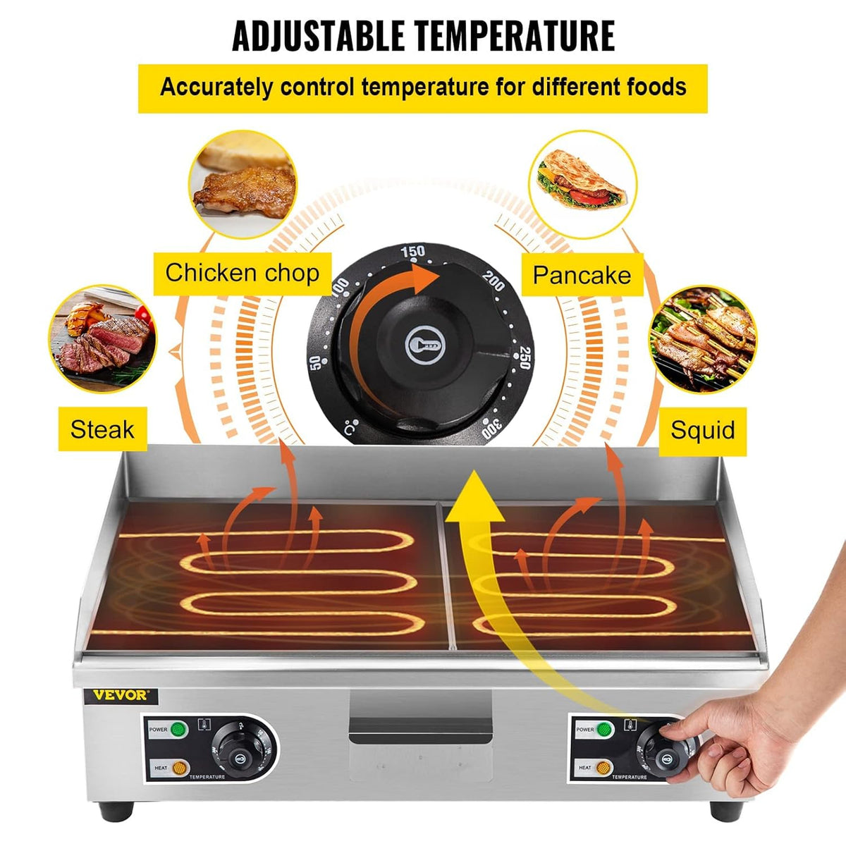 30" 3000W Electric Countertop Griddle Non-Stick Stainless Steel Flat Top Grill V11654