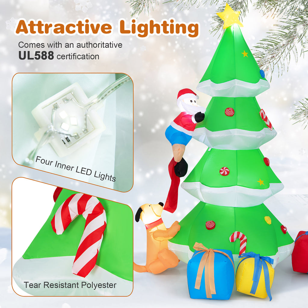 7 FT Inflatable Christmas Tree with Santa Claus & Dog R600385