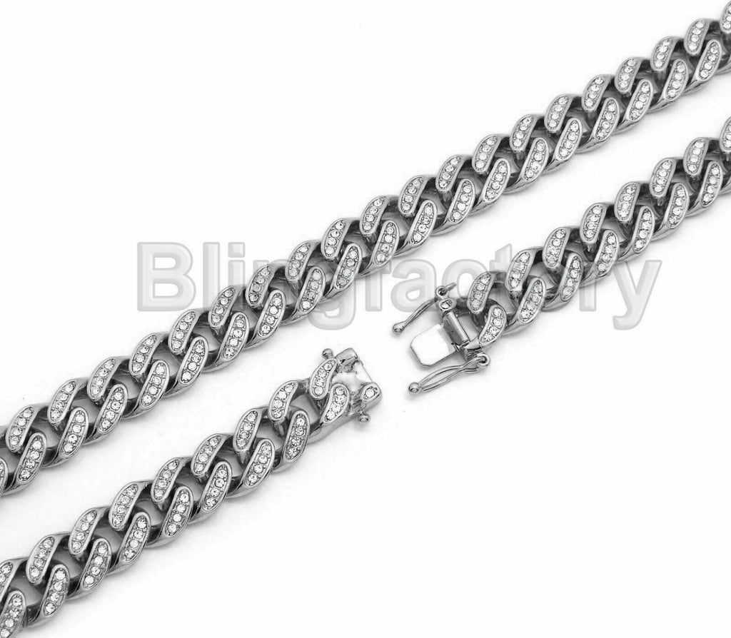 Pendant & 16" ~ 24" Full Iced Cuban Chain Necklace U422959